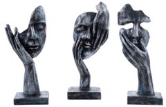 Набор дизайнерских скульптур Masks (3 pcs) Black/Blue черно-голубого цвета