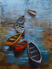 Фреска металева Boats 75х100 см кольору мульті