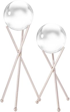 Декоративный набор скульптур Balls glass G/2 Silver серебряного цвета