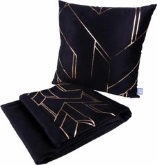Набір подушка і плед Prisma 125 Black / Gold, чорний