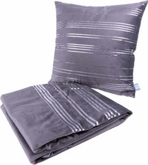 Набір подушка і плед Prisma 525 Graphit / Silver, сіро-сріблястий