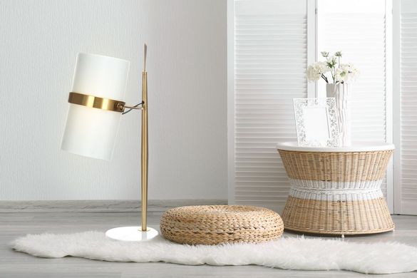 Настольная лампа Novus White/Gold с тканевым плафоном